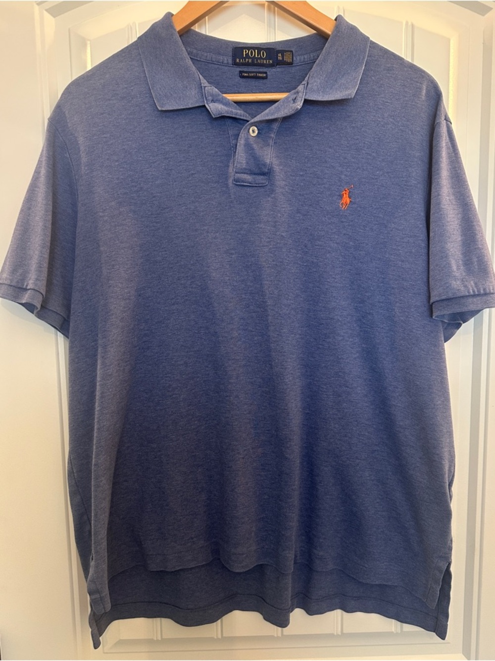 Polo Ralph Lauren Pima Soft Touch Polo Blue Orange Pony Mens XL